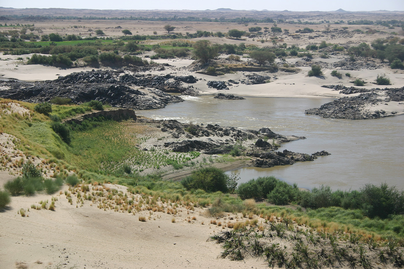 The 4th Nile cataract in Sudan showing rocky landscape, rapids, and scarcity