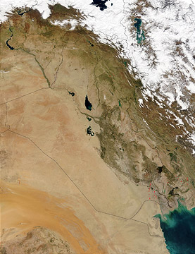Satellite Image of Iraq and Iran