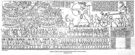 Ramses III and His Fleet in Battle with the Fleet of the Sea Peoples