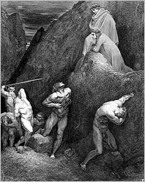 Gustave Dore’s Engraving of Canto XXVIII (Lines 30 and 31 of Inferno, the First Part of Dante Alighieri’s Epic Poem, the Divine Comedy)